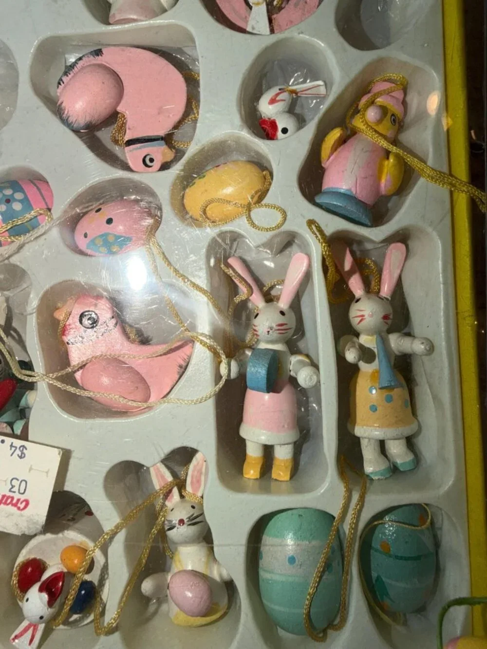 Vintage Wooden Hand Painted EASTER Holiday Ornaments Bunnies, Eggs, Chicks + Few
